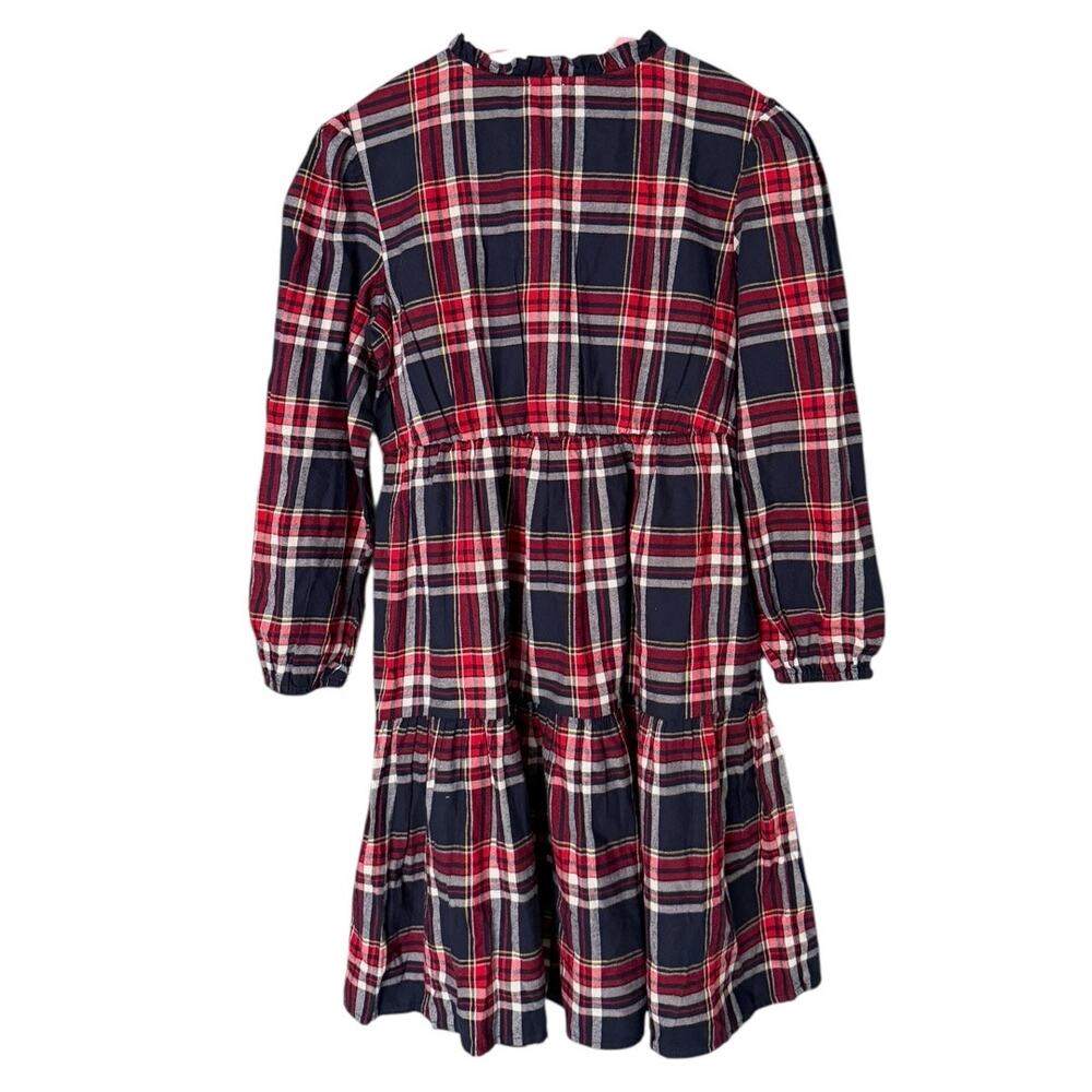 Crewcuts J. Crew Tiered Flannel Dress Girl’s 14 Cotton Plaid Red Blue NEW - Picture 4 of 6